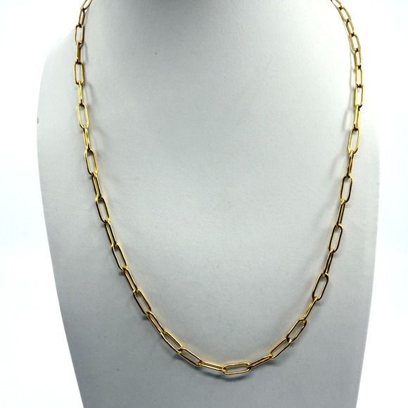 Jewelry - Minimalist Gold Tone Paperclip Chain Necklace - Dainty Layering Jewelry